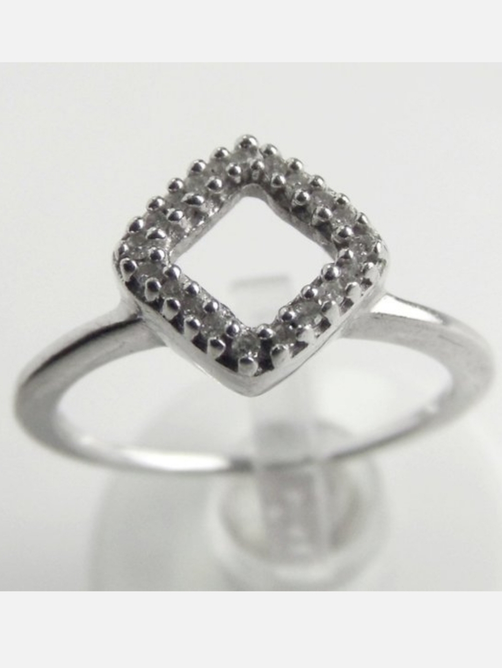Natural DIAMOND Sterling Silver Stackable Ring 6
